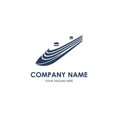 Cruise Ship Logo. Dark Blue Luxury Liner Logotype on White Background with the Area for your Text.