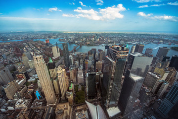 Aerial view of Manhattan skyline, New York City