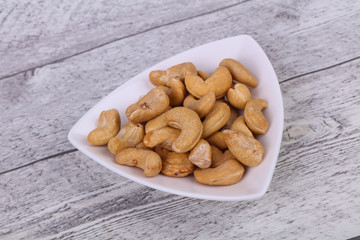 Cashew nuts heap in the bowl