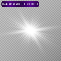 White beautiful light explodes with a transparent explosion. Vector, bright illustration for perfect effect with sparkles. Bright Star. Transparent shine of the gloss gradient, bright flash