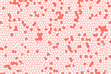 Coral cells on white background Abstract mosaic tile texture Geometric polygon shapes grid pattern
