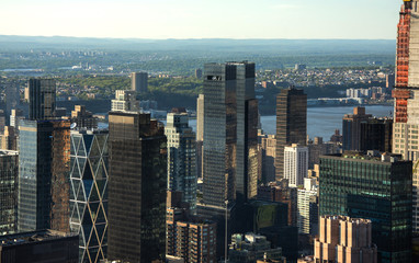 Fototapeta premium New York City. Wonderful panoramic aerial view of Manhattan Midtown Skyscrapers.