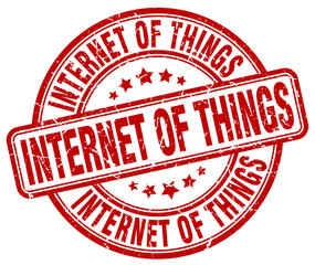 internet of things red grunge stamp