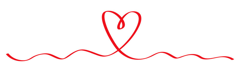 Banner für Hochzeitseinladung, rote Linie, Herz, Liebe