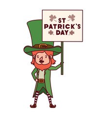 st patrick`s day label with leprechaun character