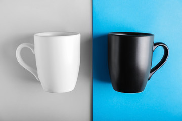 Blank cups for branding on color background