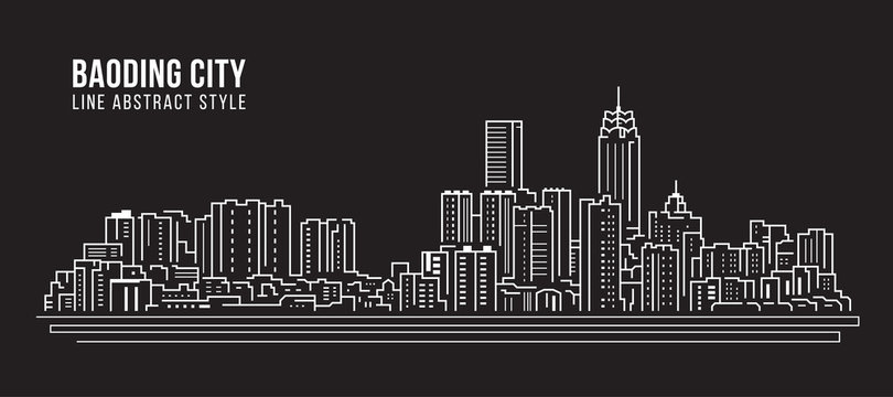 Cityscape Building Line art Vector Illustration design -  Baoding city