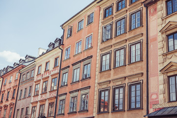 Fototapeta na wymiar Old town of Warsaw, Poland. Buildings landscape