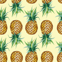 seamless watercolor pattern with pineapple