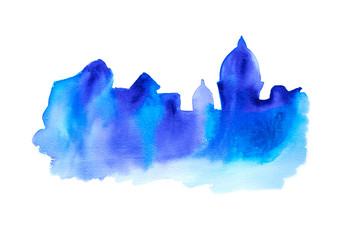 Abstract watercolor painting europian city