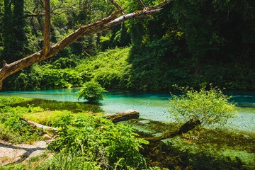 Blue Eye spring and river in Albania, Saranda area.