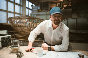 boat construction engineer at work.