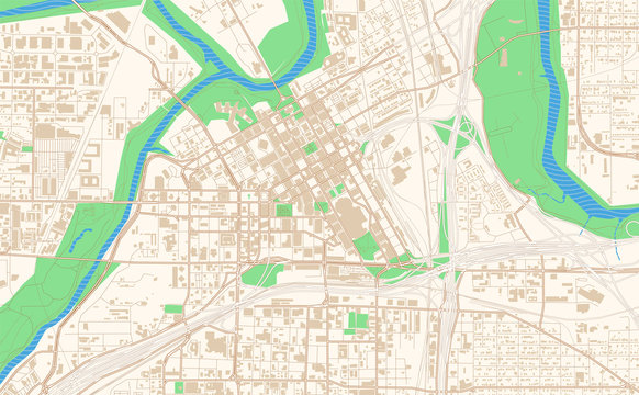 Fort Worth Texas printable map excerpt