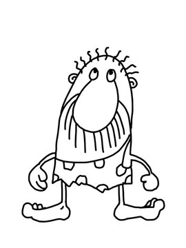 recommend clip art: troglodyte caveman stone age characters drawing line  illustration