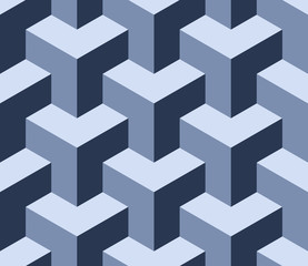 Seamless geometric isometric pattern. 3D illusion.
