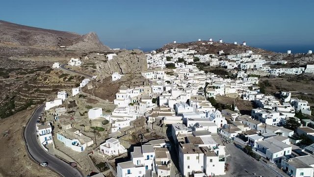 Amorgos island- Aerial view of Chora village. Greece, Cyclade
