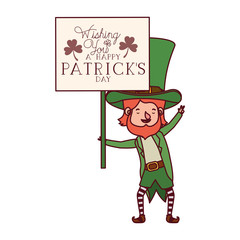 wishing you a happy st patrick`s day label with leprechaun character