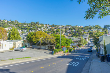 View of the beautiful house on the hill in the city of Sausalito, San Francisco,CA