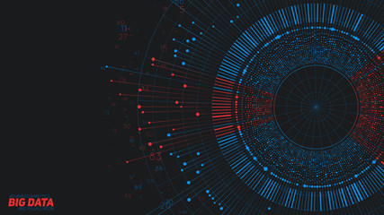 Big data circular visualization. Futuristic infographic. Information aesthetic design. Visual data complexity. Complex data threads graphic. Social network representation. Abstract graph