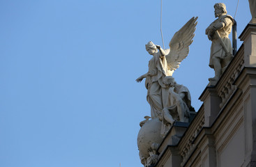 Architectural artistic decorations on house in Vienna, Austria 