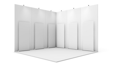 exhibition stand with six rollups