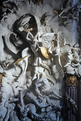Saint Michael the Archangel on the altar of the church of St. Michael in Vienna, Austria 