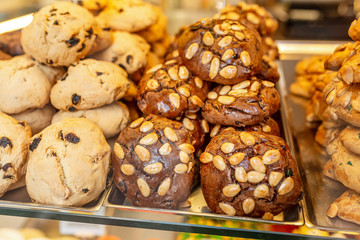 cereal cookie and biscuits with seeds in bakery shop