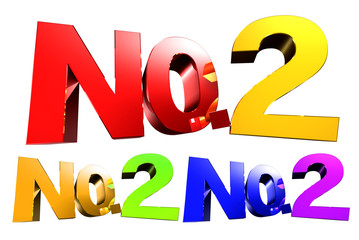 no.2 3d,on 2 red white background.