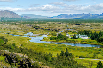 Iceland. Thingvellir National Park seen from the visitor center lookout