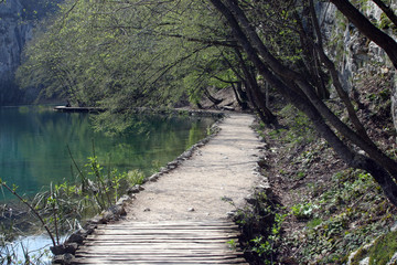 Pathway in Plitvice Lakes national park in Croatia