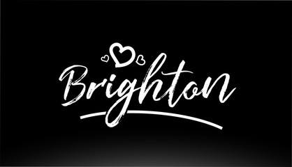 brighton black and white city hand written text with heart logo