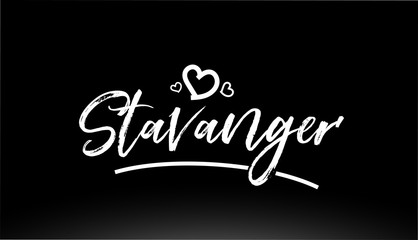 stavanger black and white city hand written text with heart logo