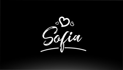 sofia black and white city hand written text with heart logo
