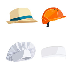 Orange construction helmet. White chef hat. Panama hat. Medical hat.
