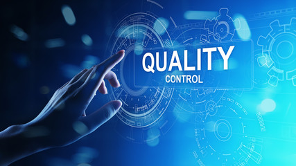 Quality control, assurance, industry standards concept on virtual screen.