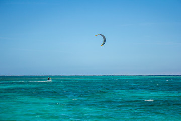 kite surfing on the sea