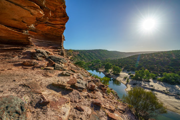 sun over natures window loop trail, kalbarri national park, western australia 7