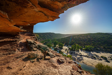 sun over natures window loop trail, kalbarri national park, western australia 10