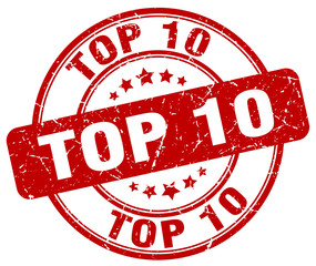 top 10 red grunge round vintage rubber stamp