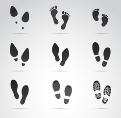 Footprint vector icon set. 