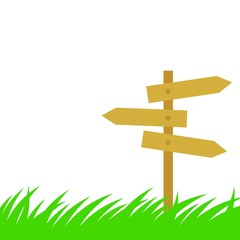 草むらに立つ道しるべ