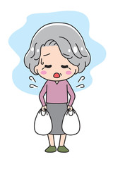 Granny with heavy shopping bags