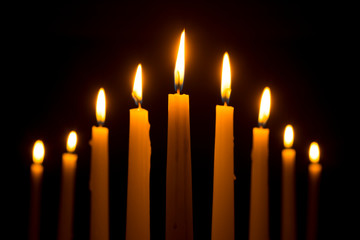 Candles on Dark Background for Thanksgiving, Valentines Day, Happy Birthday, Memorials, Festive, Christmas and Romance