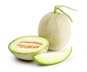 Close up honeydew isolated on white background.