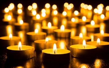 Candles on Dark Background for Thanksgiving, Valentines Day, Happy Birthday, Memorials, Festive, Christmas and Romance