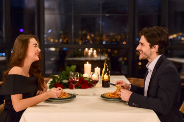 Romantic dinner on Valentine day concept