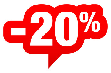 Sprechblase Sale -20% Rot - obrazy, fototapety, plakaty