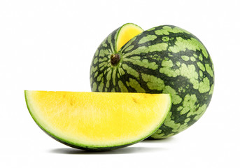 Yellow watermelon isolated on white background