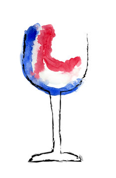Glass France wine illustration