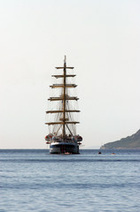Fototapeta na wymiar A sailboat at sea